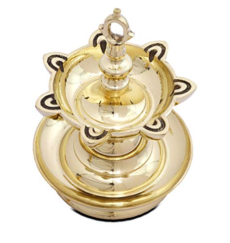 7 Faced Traditional Brass Goa Lamandeep or Hanging Lamp - 6" Diameter (3.8 kg Weight) Mangal Fashions | Indian Home Decor and Craft