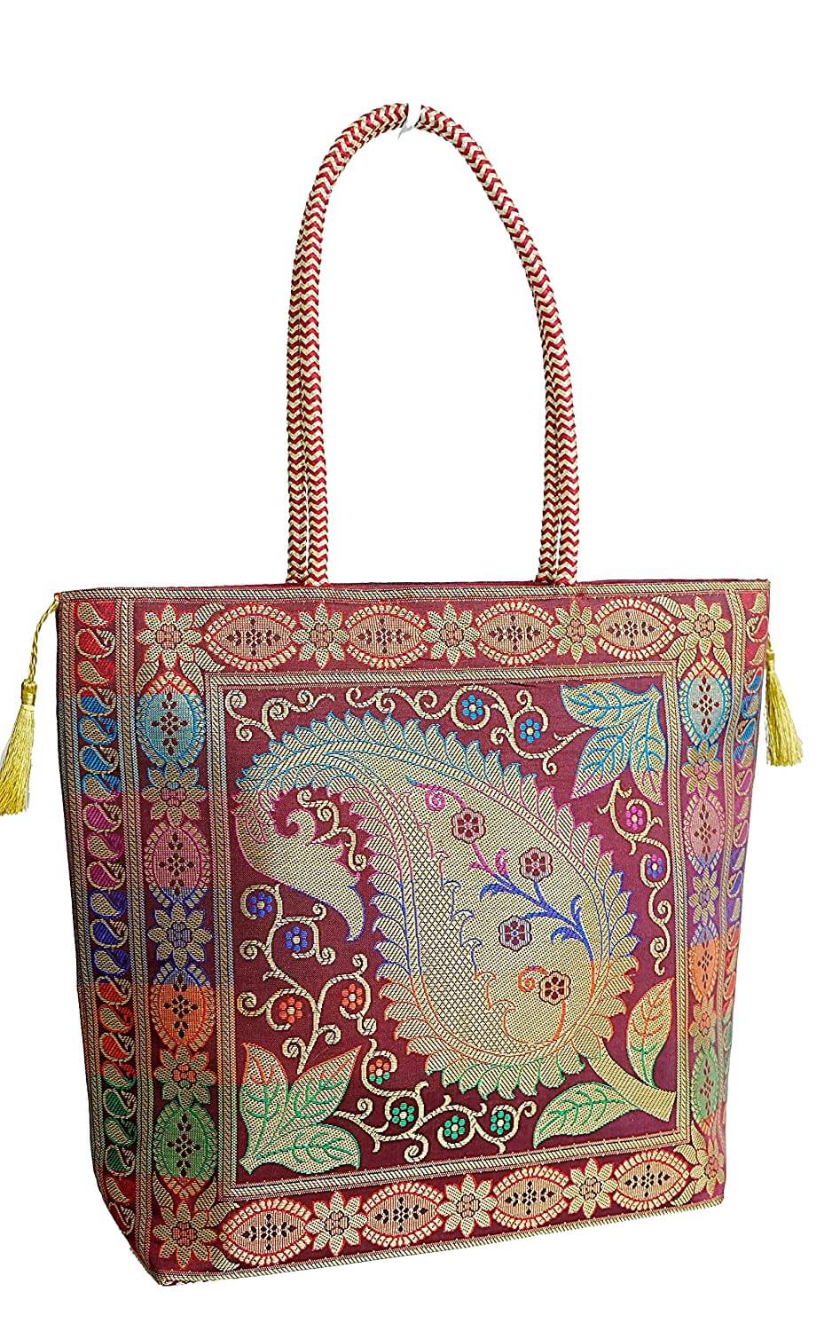 Embroidery Silk Handicraft Hand Bag, Shoulder, Tote Bag For Ladies