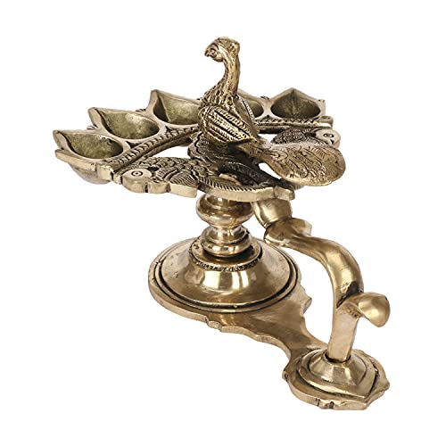 Peacock Designer Kapoor Aarti Diya In Brass For Pooja Vilakku Karpuram