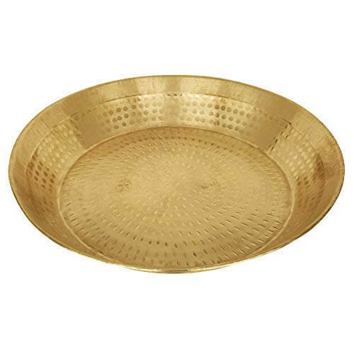 Brass Handmade Thamboolam Thattu, Parat, Bartan Platter, Pallem ( Size: 16 x 3.5 Inch)