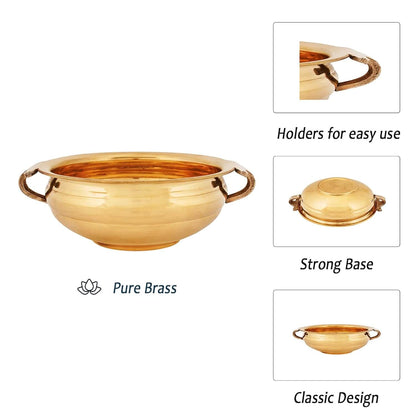 Traditional Brass Uruli Bowl for Home Decor & Flower Decoration, Pure Brass Urli Suitable for Home,Office & Gifting, Solid Uruli Decorative Bowl in Golden Color (6 "Inch)
