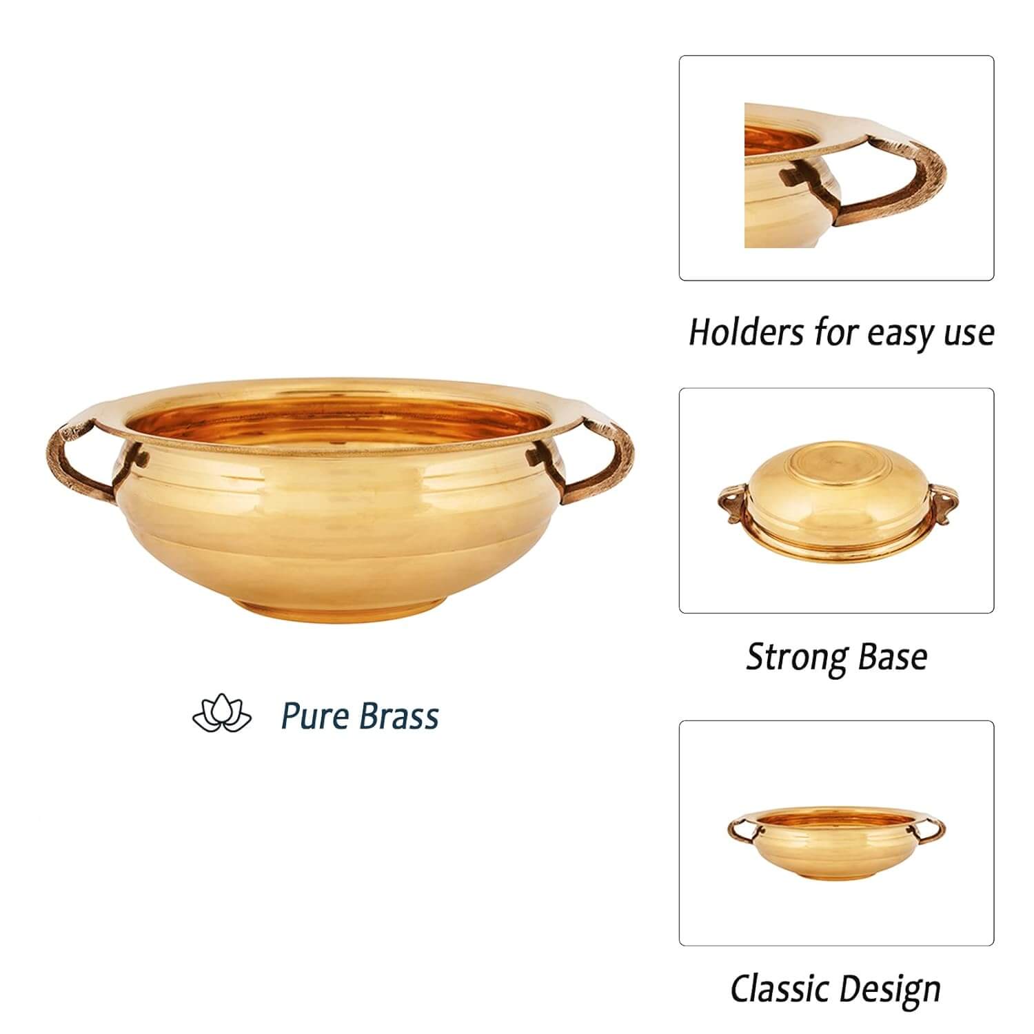 Traditional Brass Uruli Bowl for Home Decor & Flower Decoration, Pure Brass Urli Suitable for Home,Office & Gifting, Solid Uruli Decorative Bowl in Golden Color (6 "Inch)