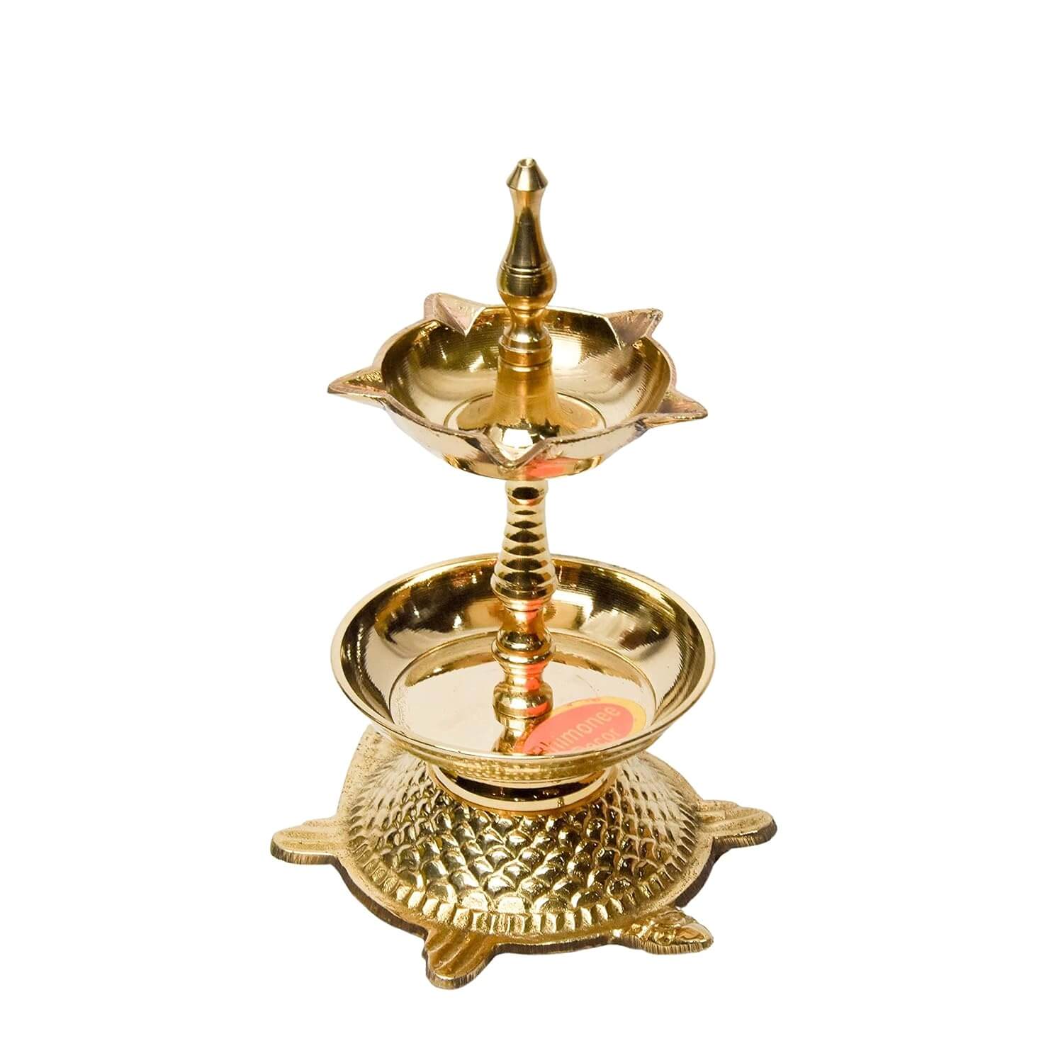 Pure Brass Modern 5 Face Kachua Deep, Deepak, Diya for Pooja (Size: 6.25 Inches, Weight: 380 g)