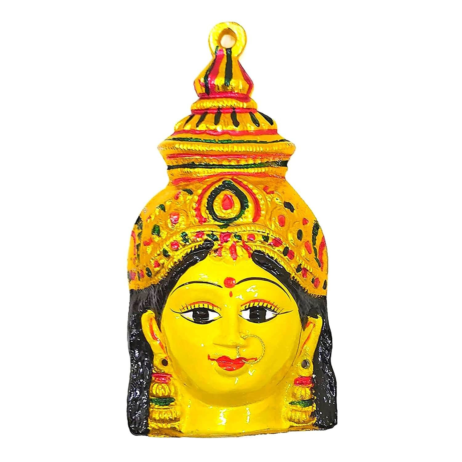 Yellow Ammavari Face 6" Inches- Matha Face- Varalakshmi Face- Amman Face or Pooja (6" x 3.5")
