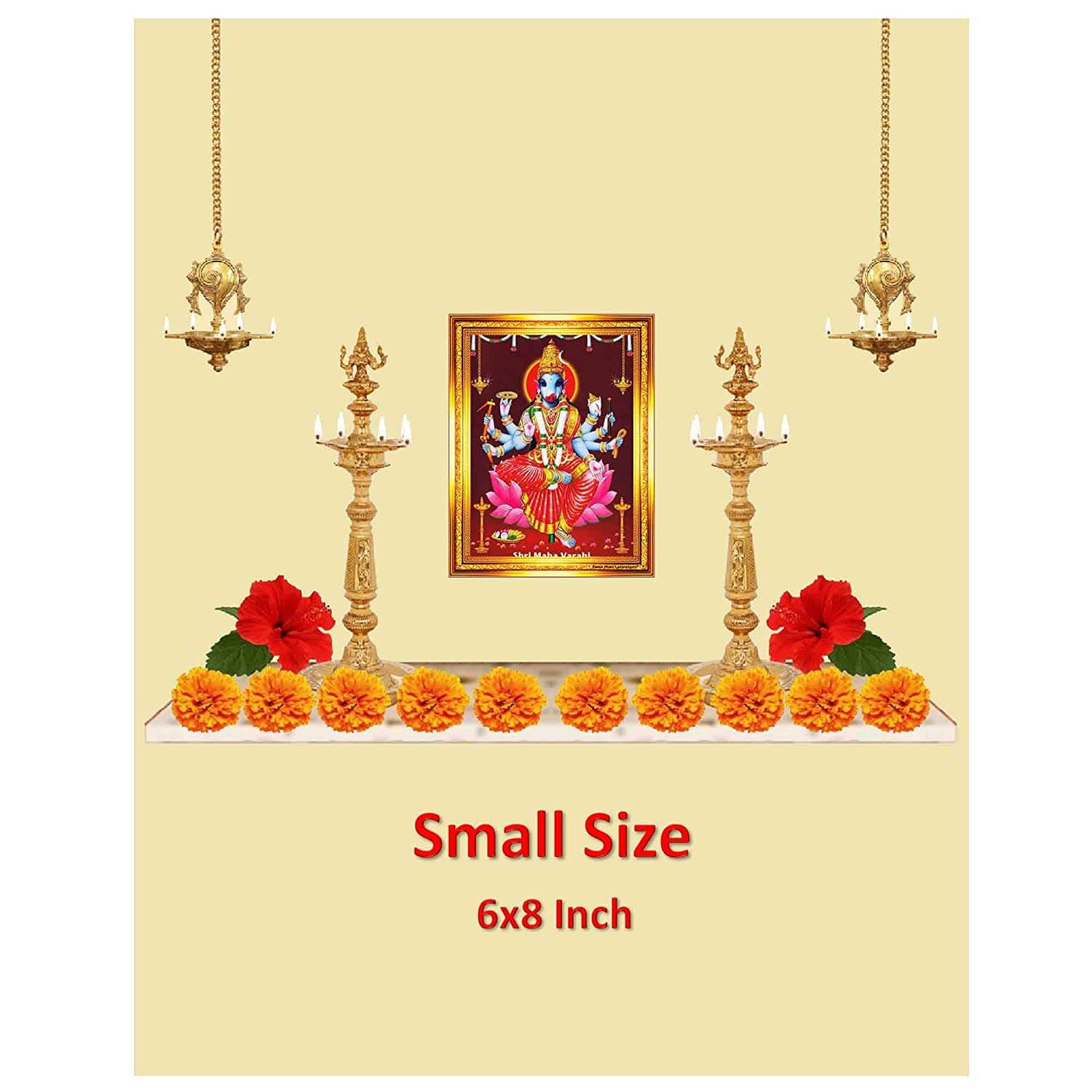 Goddess Sri Maha Varahi Devi Amman Mata Ammavari Photo Frame (Golden Color, Small Size 8 x 6 Inch)