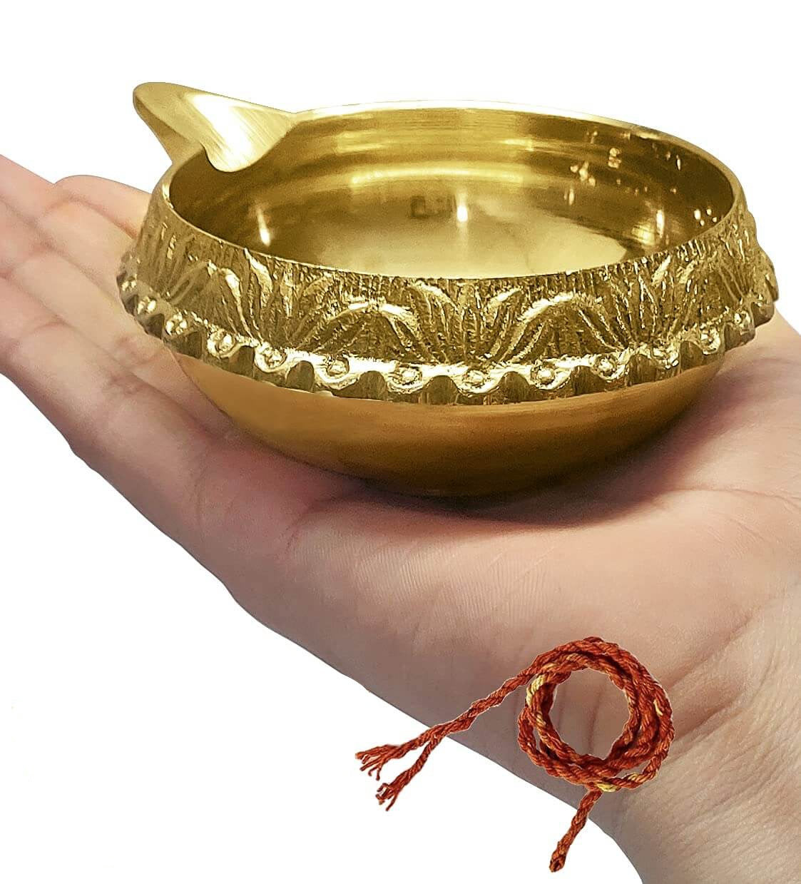 Large Size Kuber Brass Aarti Diya with 16 Inch Red Akhand Jyoti for Puja Jyot Oil Lamp Festive Diwali Mandir Temple Aarti Pooja Diya