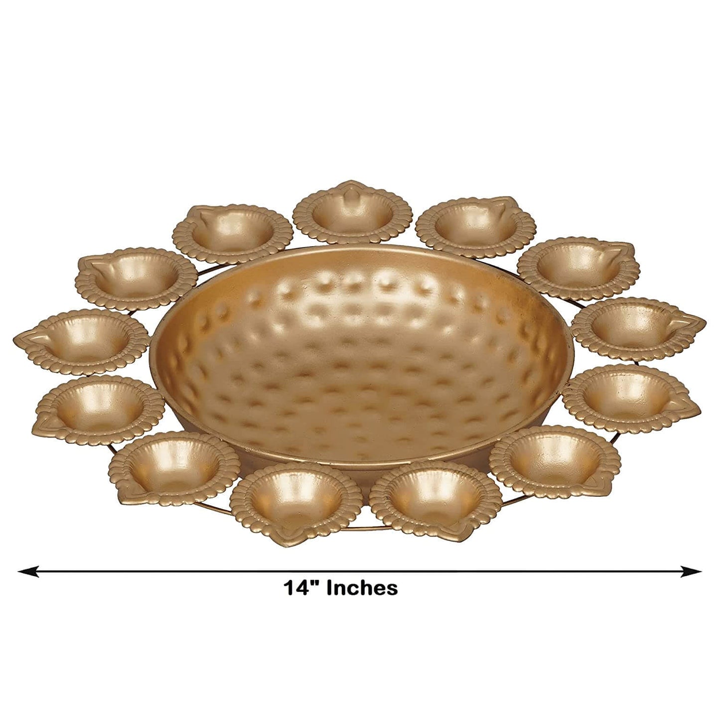 Diya Flower Shape Decorative Urli Handcrafted Bowl for Floating Flowers and Tea Light Candles Home ,Office and Table Decor (14 Inches)