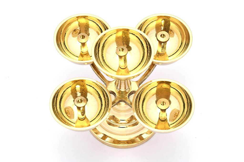 5 Faced Ethnic Brass Panchadeep or Bhadradeepam