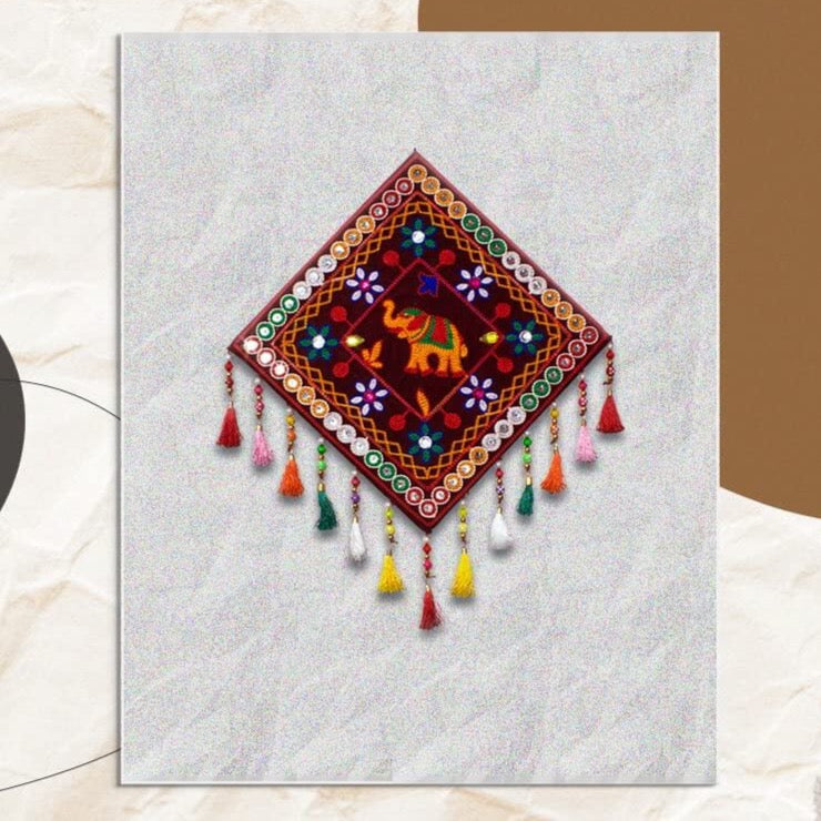 Gujarati Style Wall Hanging Traditional Style Decor (15 X15 in) | Pack of 1 | Wooden Wall Hanger for Home Decor