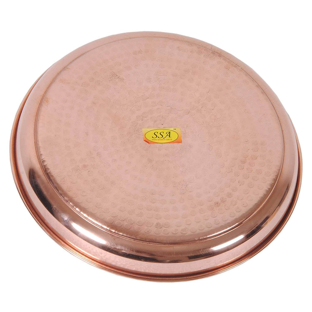 Handmade Hammered Design Pure Copper Plate (29 cm diameter) for Home, Dinner, Kitchen, Serve ware, Gifting