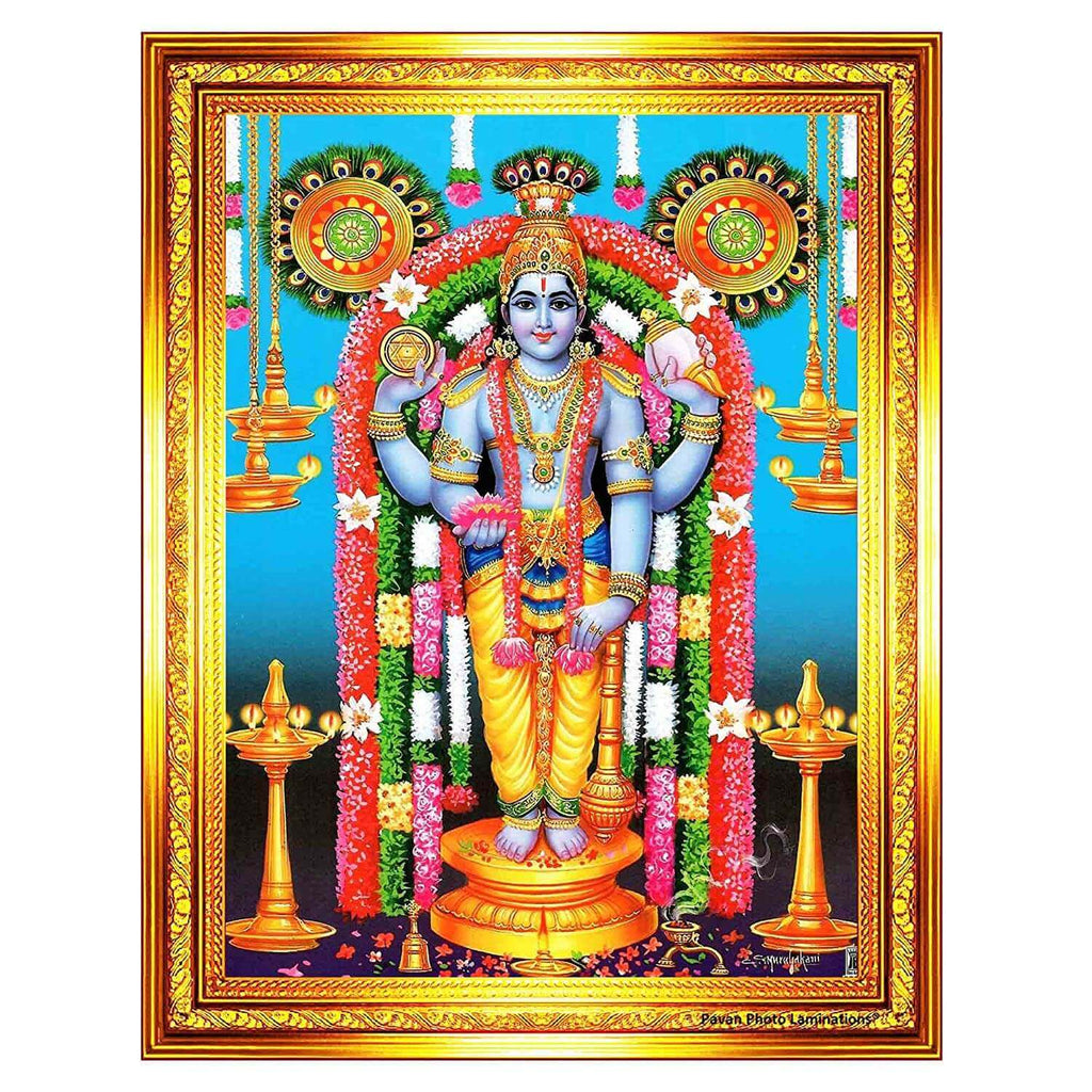 Guruvayurappan Guruvayoor Krishna Guruvayur Wall Art Painting Framed Home Decoration Gift (10x12 Inch)