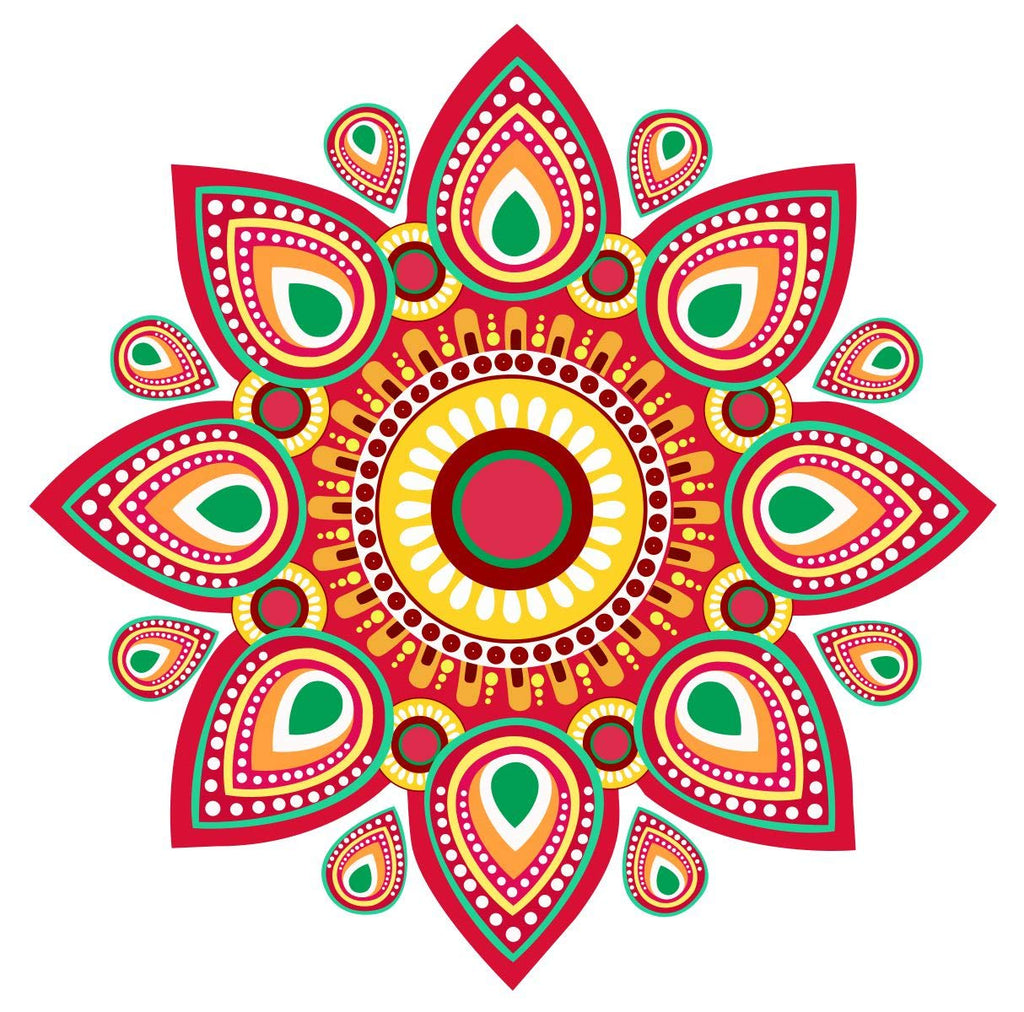 PVC Vinyl Flower Design Rangoli Home Decorative Diwali Floor Sticker Decal for Floor Home Entrance Door (Size: 40 cm X 40 cm)