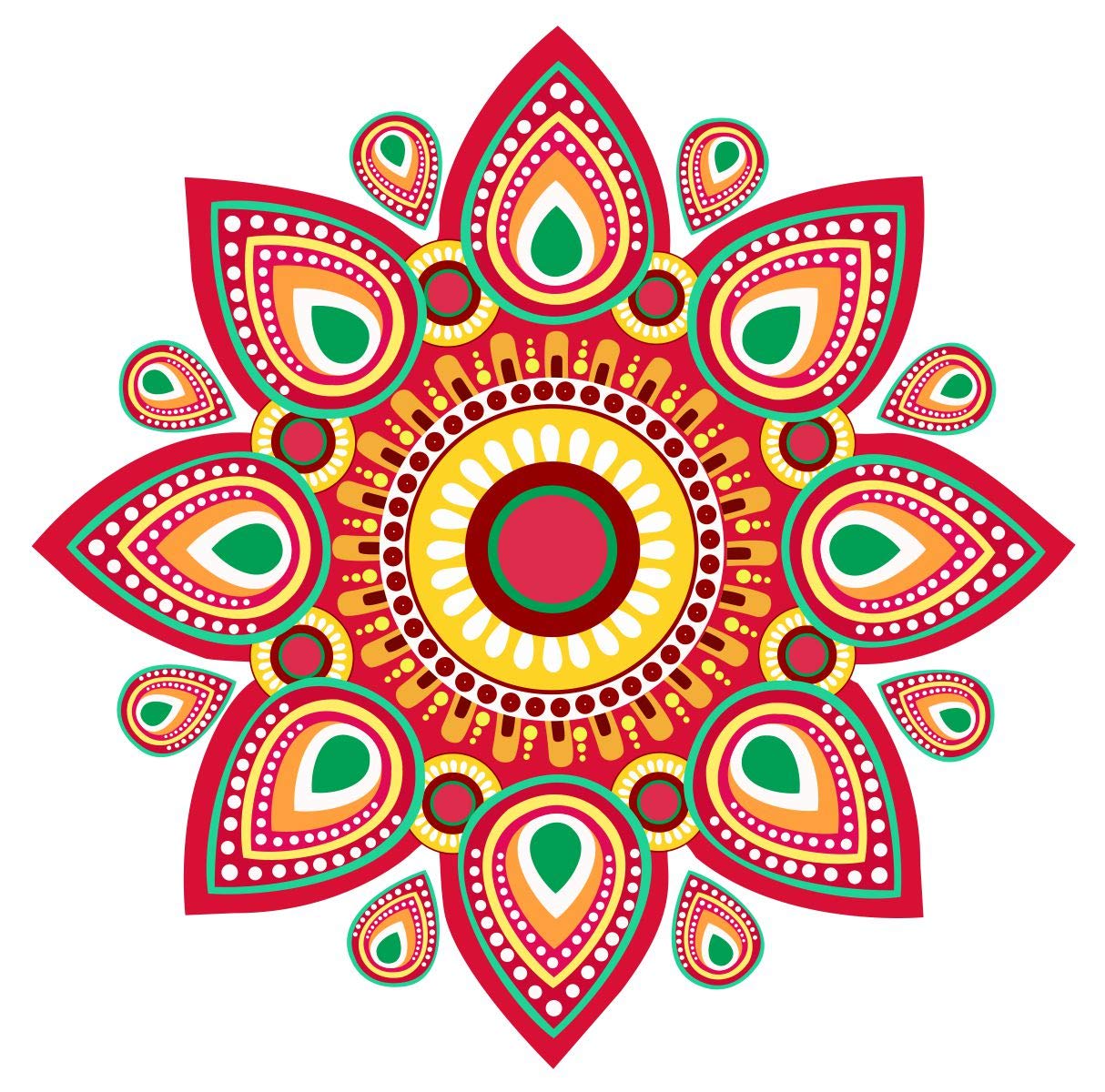 PVC Vinyl Flower Design Rangoli Home Decorative Diwali Floor Sticker Decal for Floor Home Entrance Door (Size: 40 cm X 40 cm)