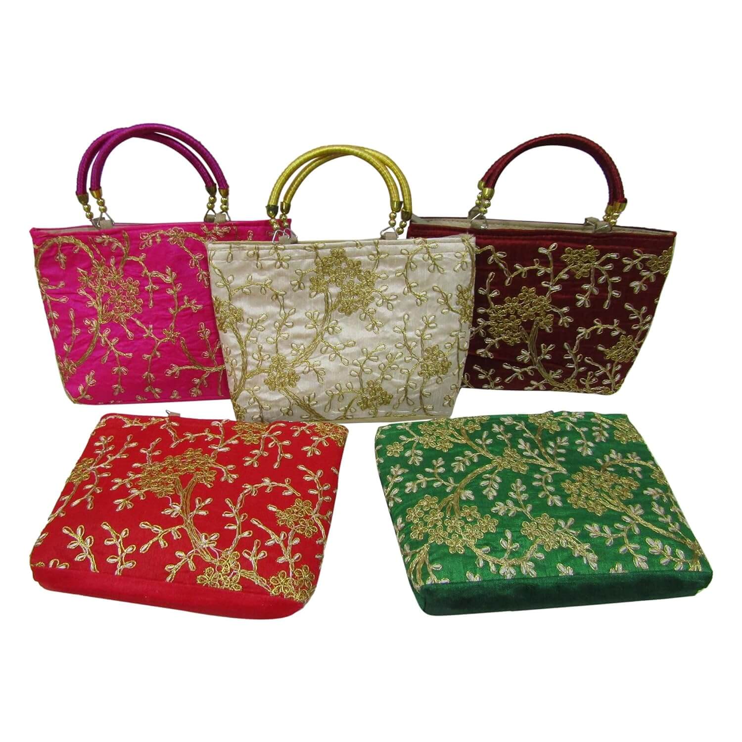 GOLDGIFTIDEAS Glorious Ethnic Vintage Potli Bags for Women, Return Gifts,  Shagun Potli Pouches (Pack of 5)
