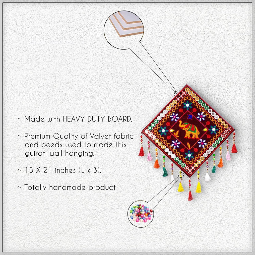 Gujarati Style Wall Hanging Traditional Style Decor (15 X15 in) | Pack of 1 | Wooden Wall Hanger for Home Decor