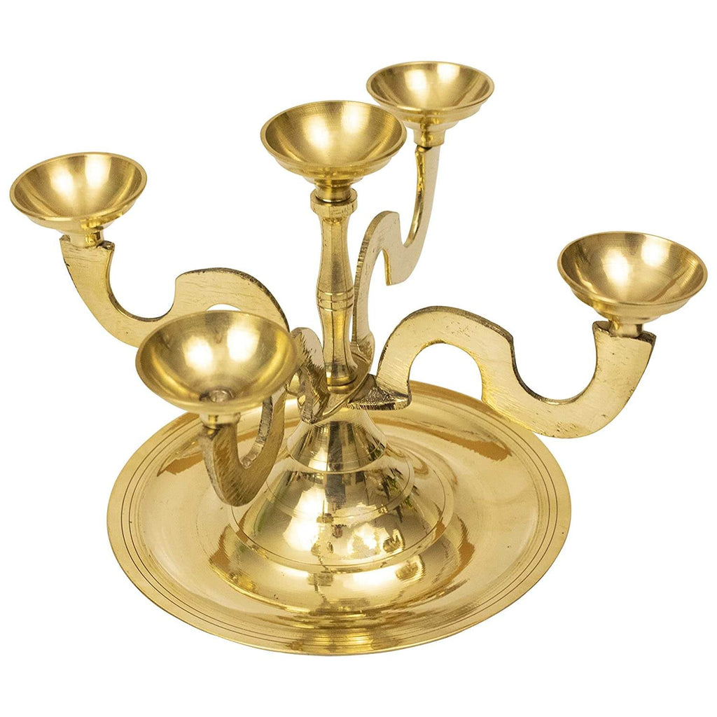 5 Face Kilai Karpoor Aarti Deepam Pancharati Diya Stand for Home and Mandir