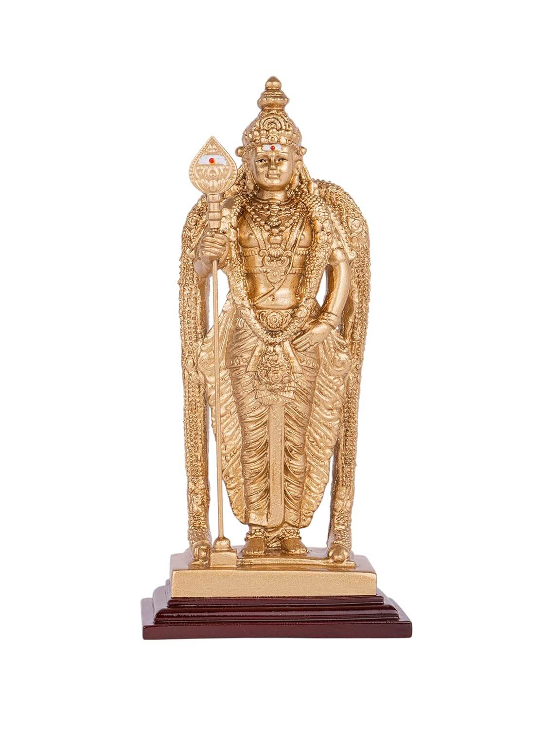 Pathumalai Murugan Statue, Murugan Resin Idol, Gold Finish - 17 cm Height