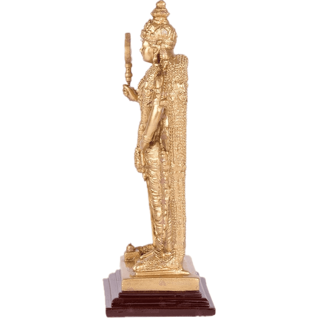 Pathumalai Murugan Statue, Murugan Resin Idol, Gold Finish - 17 cm Height