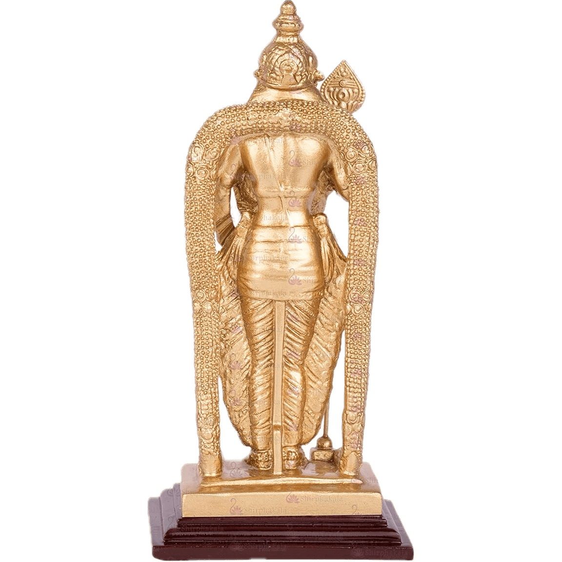 Pathumalai Murugan Statue, Murugan Resin Idol, Gold Finish - 17 cm Height