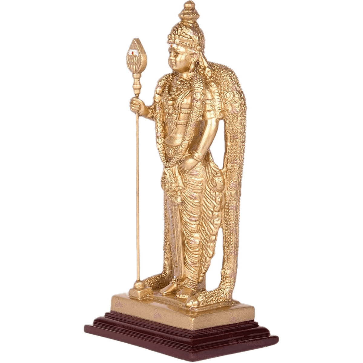 Pathumalai Murugan Statue, Murugan Resin Idol, Gold Finish - 17 cm Height