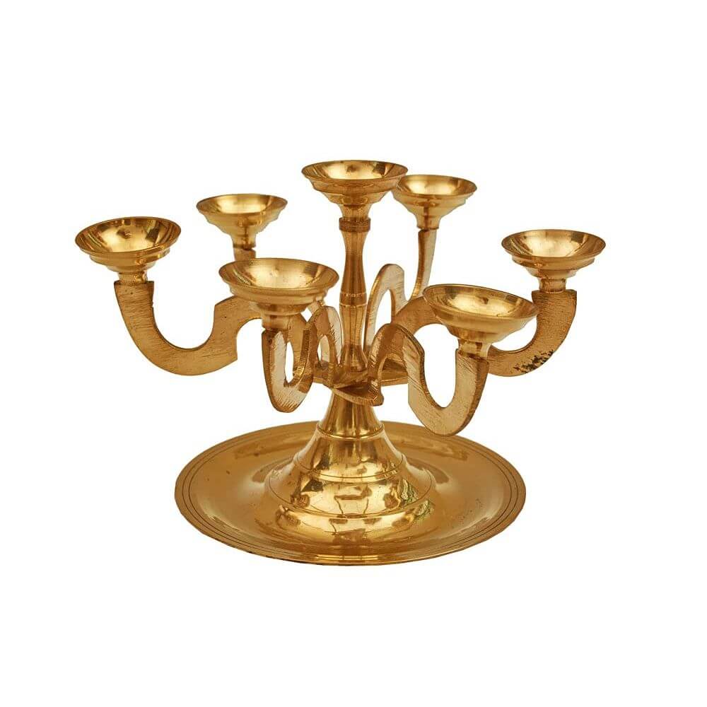 Brass Seven Kilai | 7 Face | Aarthi Deepam Pancharati Brass (7 x 6.5 Inches)