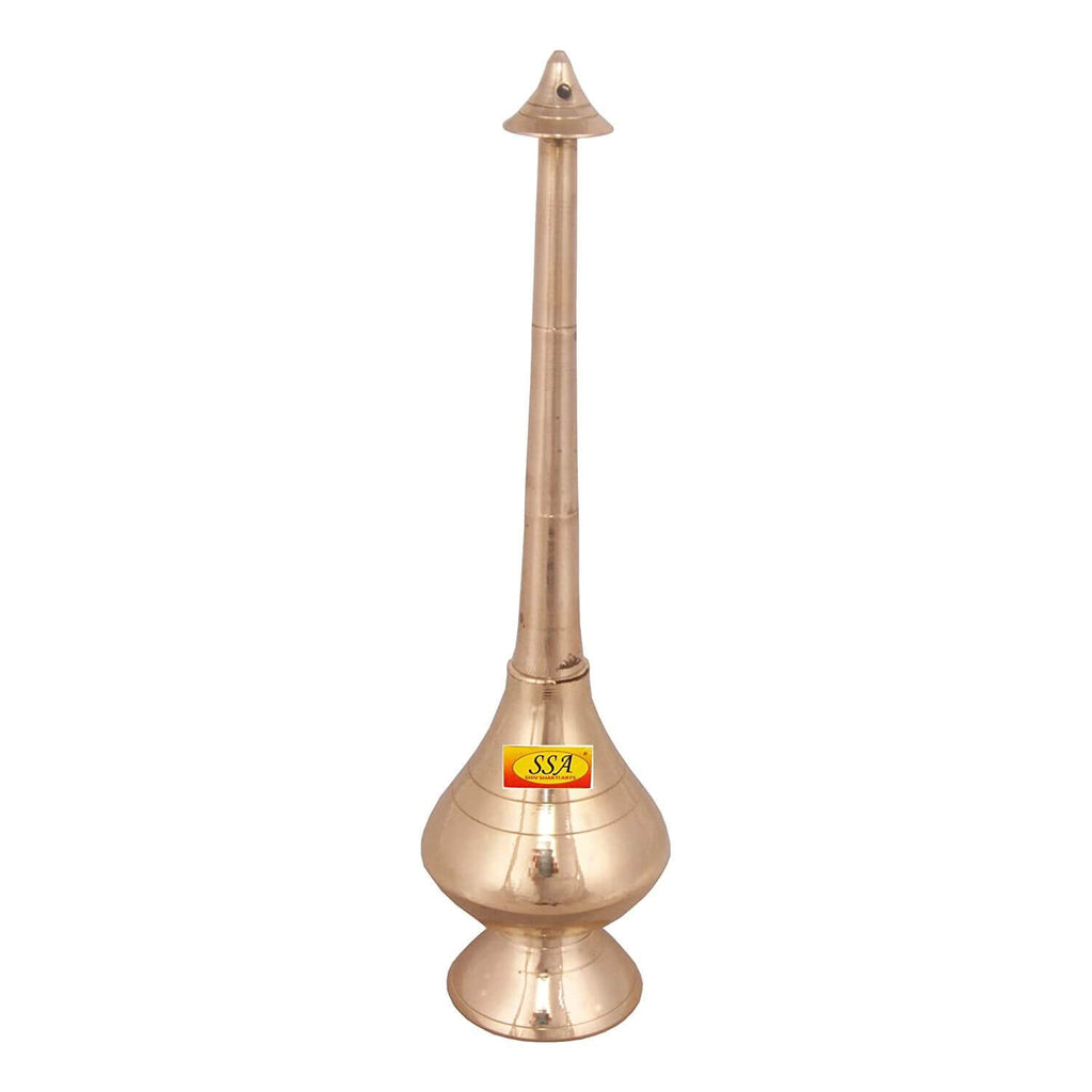 Brass Bottle for Gangajal and Perfume Gulab Pash Sprinklers Gangajal Spray Bottle for Pooja (Gold, 10 inch)