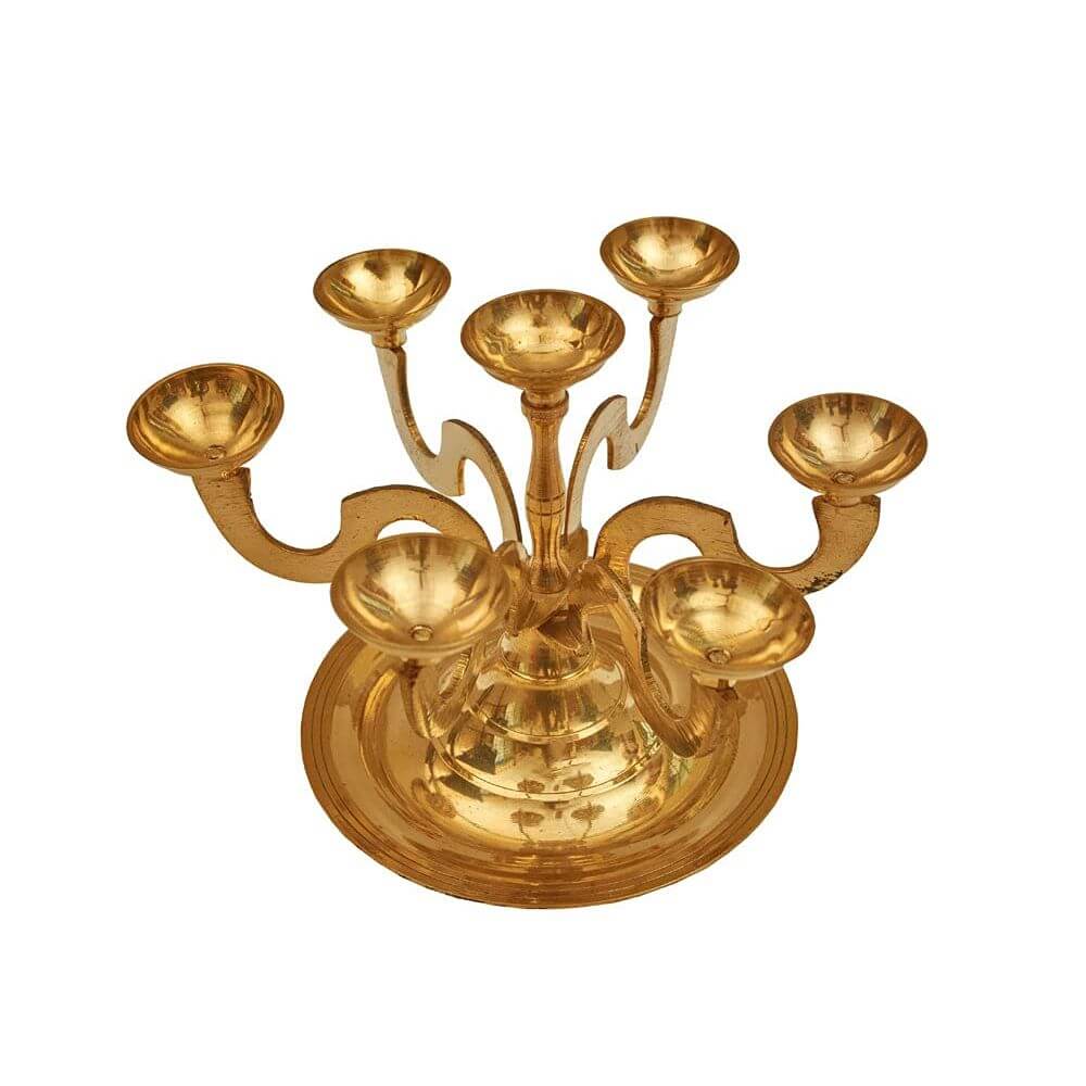 Brass Seven Kilai | 7 Face | Aarthi Deepam Pancharati Brass (7 x 6.5 Inches)