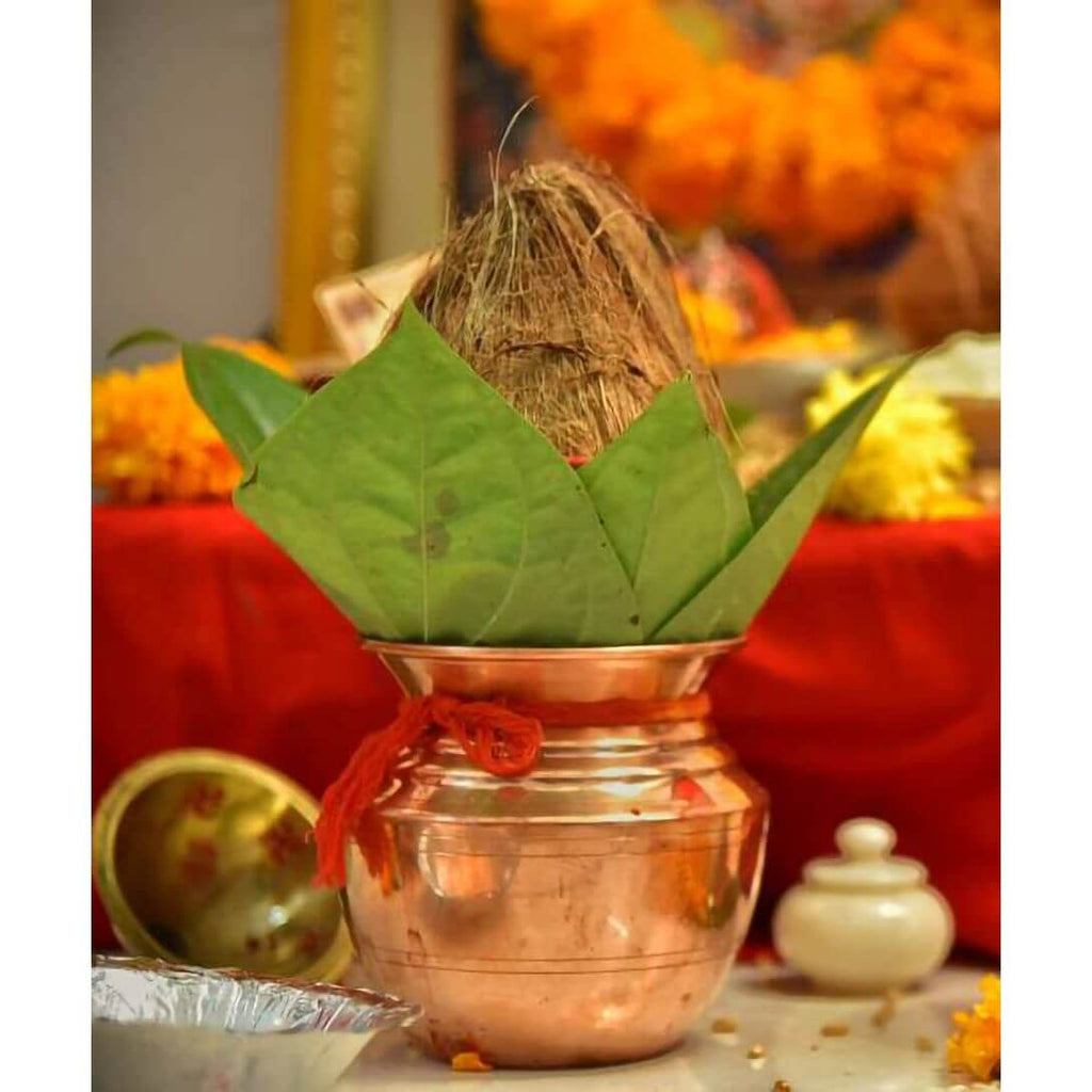 Handmade Pure Copper Rounded and Curved Design Kalash/Lota for Pooja (700 ml, Brown)