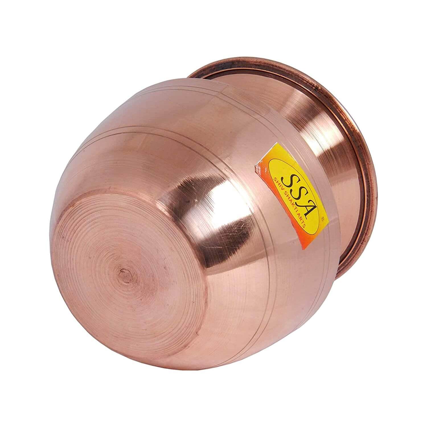 Handmade Pure Copper Rounded and Curved Design Kalash/Lota for Pooja (700 ml, Brown)