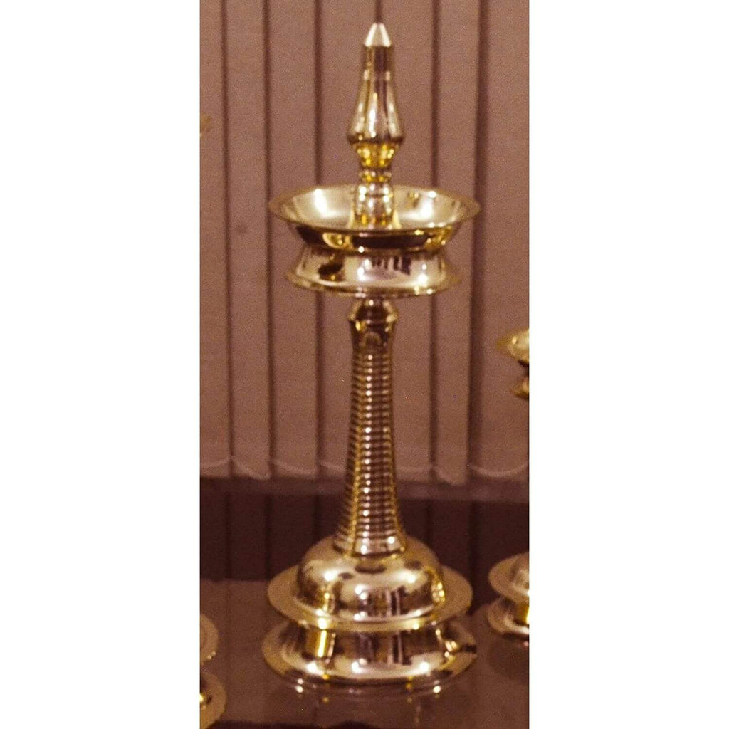 12 Inch (1.5kg) - Set of 1 - Traditional Brass Kerala Nilavilakku Diya Deepak Oil Lamp