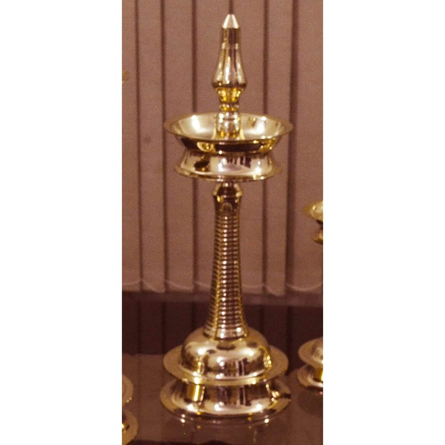 12 Inch (1.5kg) - Set of 1 - Traditional Brass Kerala Nilavilakku Diya Deepak Oil Lamp