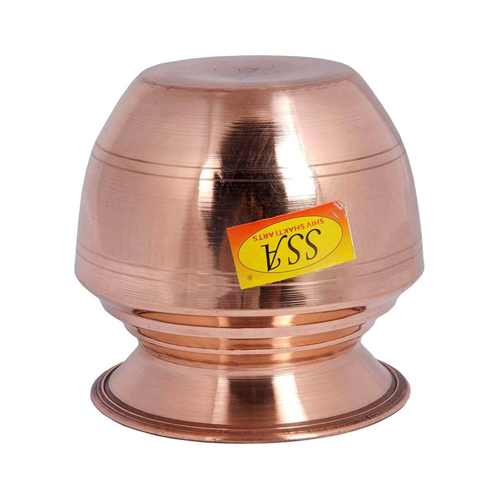 Handmade Pure Copper Rounded and Curved Design Kalash/Lota for Pooja (700 ml, Brown)