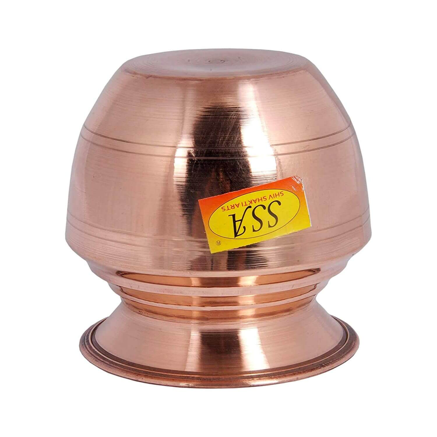 Handmade Pure Copper Rounded and Curved Design Kalash/Lota for Pooja (700 ml, Brown)