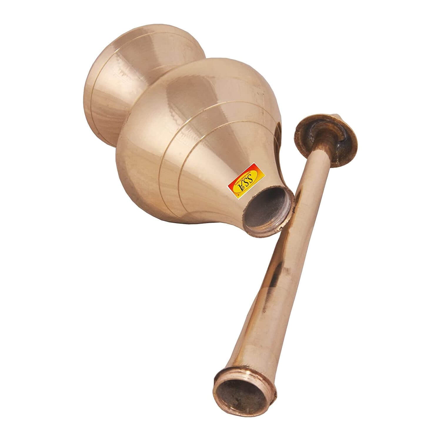 Brass Bottle for Gangajal and Perfume Gulab Pash Sprinklers Gangajal Spray Bottle for Pooja (Gold, 10 inch)