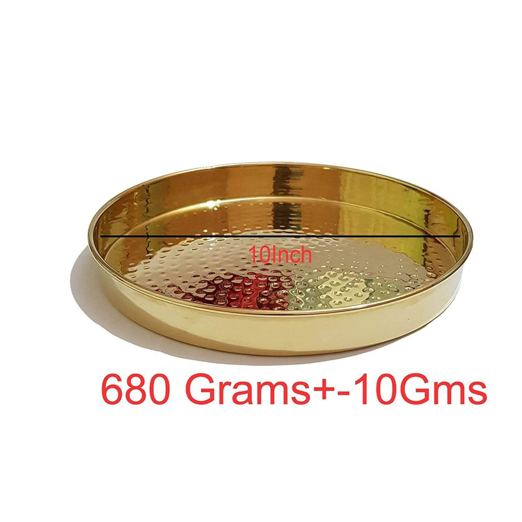Brass Hammered Design Thamboolam Thattu, Parat, Bartan Platter, Pallem ( Size: 10 Inch)