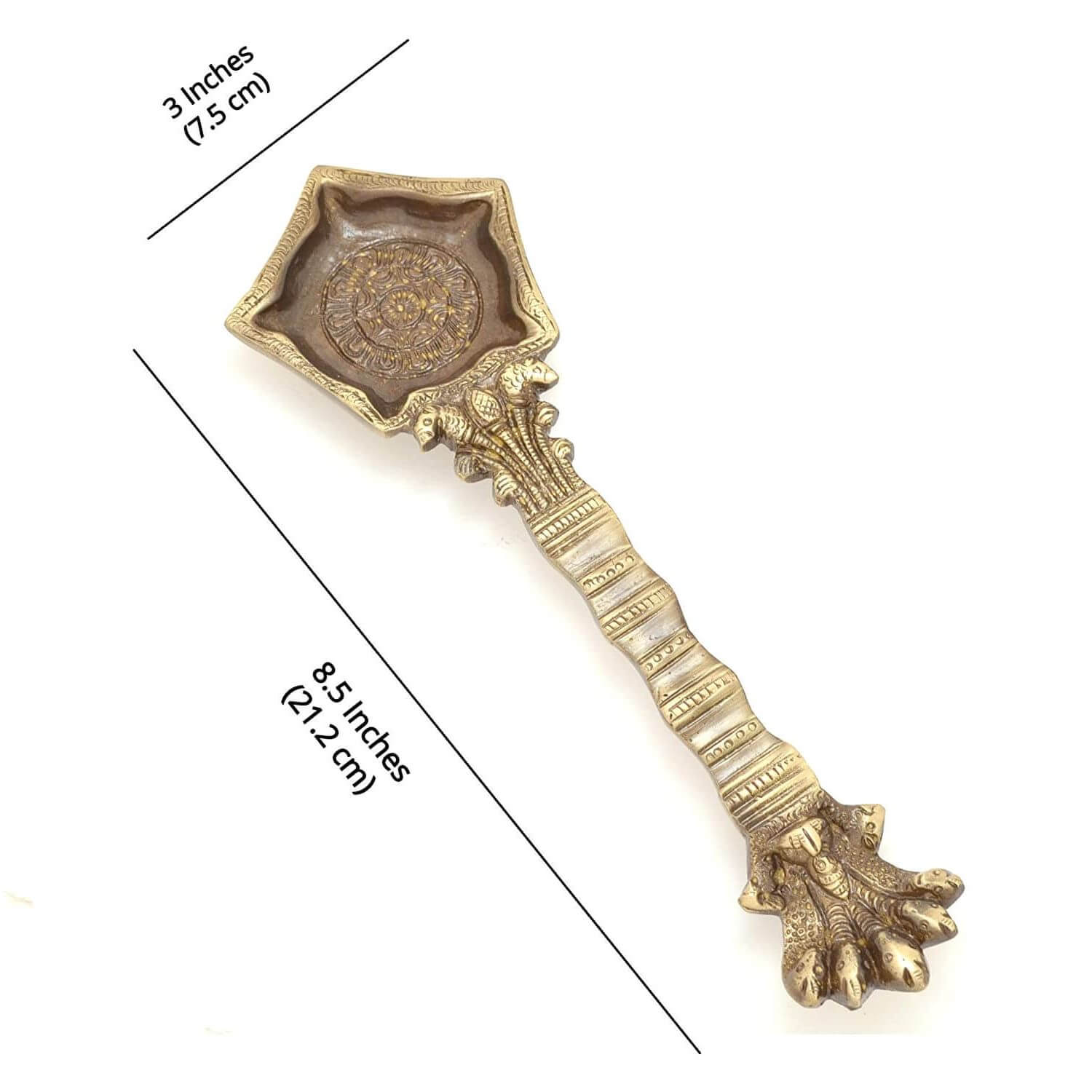 Brass Panchmukhi Nag Head Pooja Spoon (Brown 21 x 7.5 cm)