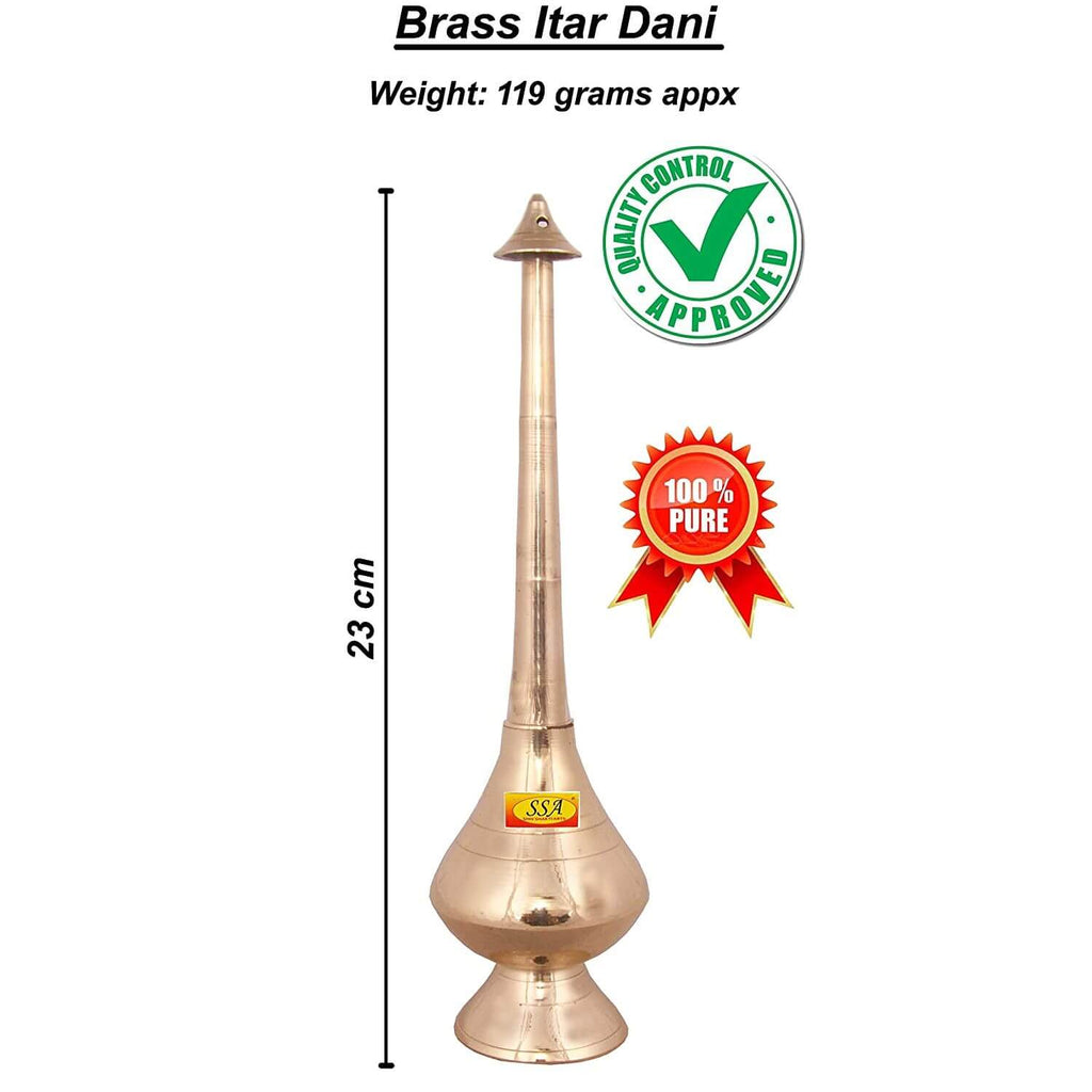 Brass Bottle for Gangajal and Perfume Gulab Pash Sprinklers Gangajal Spray Bottle for Pooja (Gold, 10 inch)