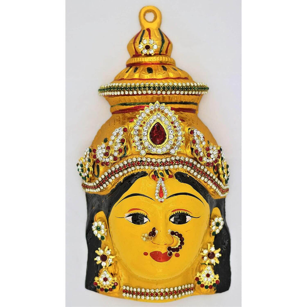 Varalakshmi Metal Amman face Devi Idol Set 7 Inch Yellow, 1 Piece