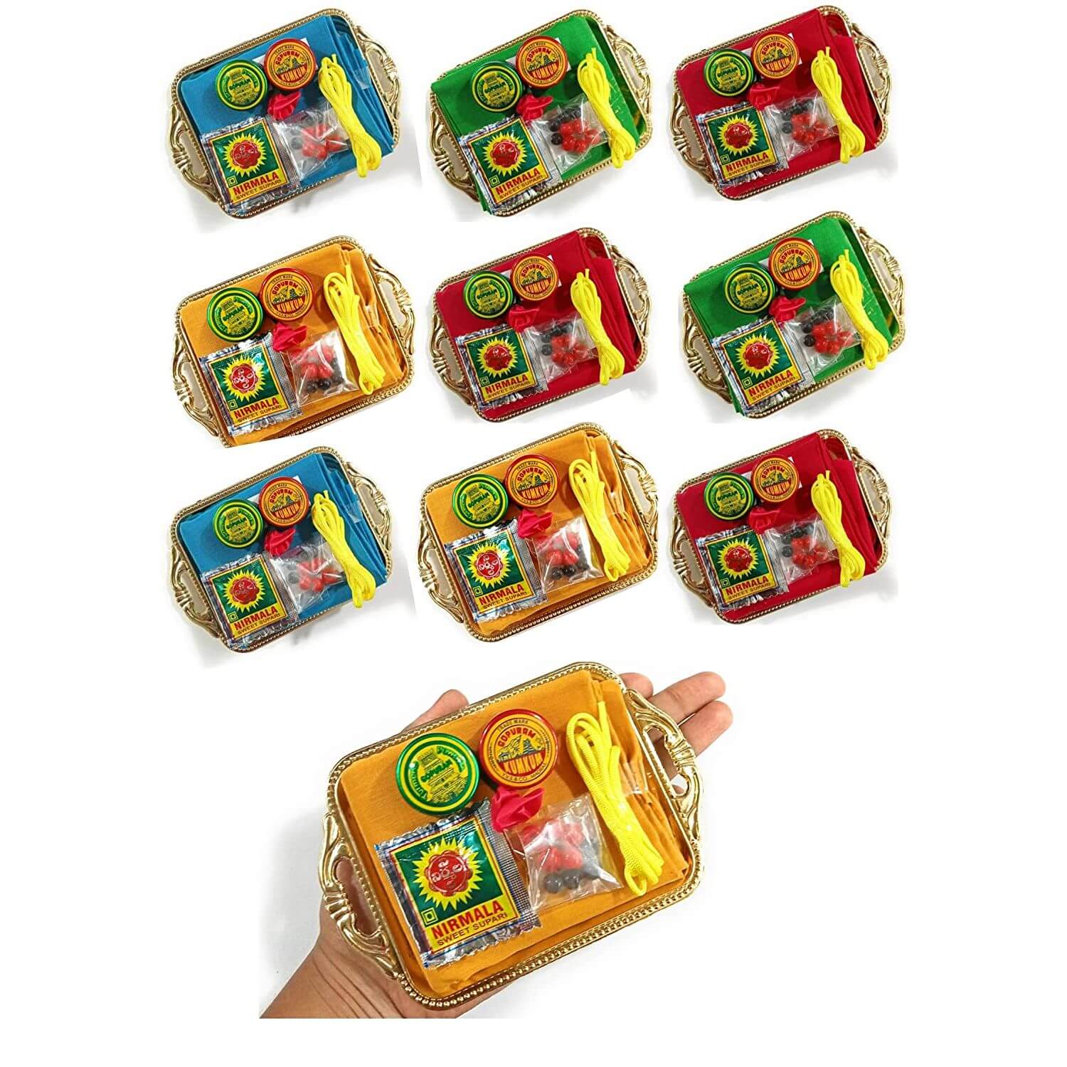 Pack of 10 Sets - Haldi Kumkum Blouse Piece Sets Thamboolam gifts for all occasions