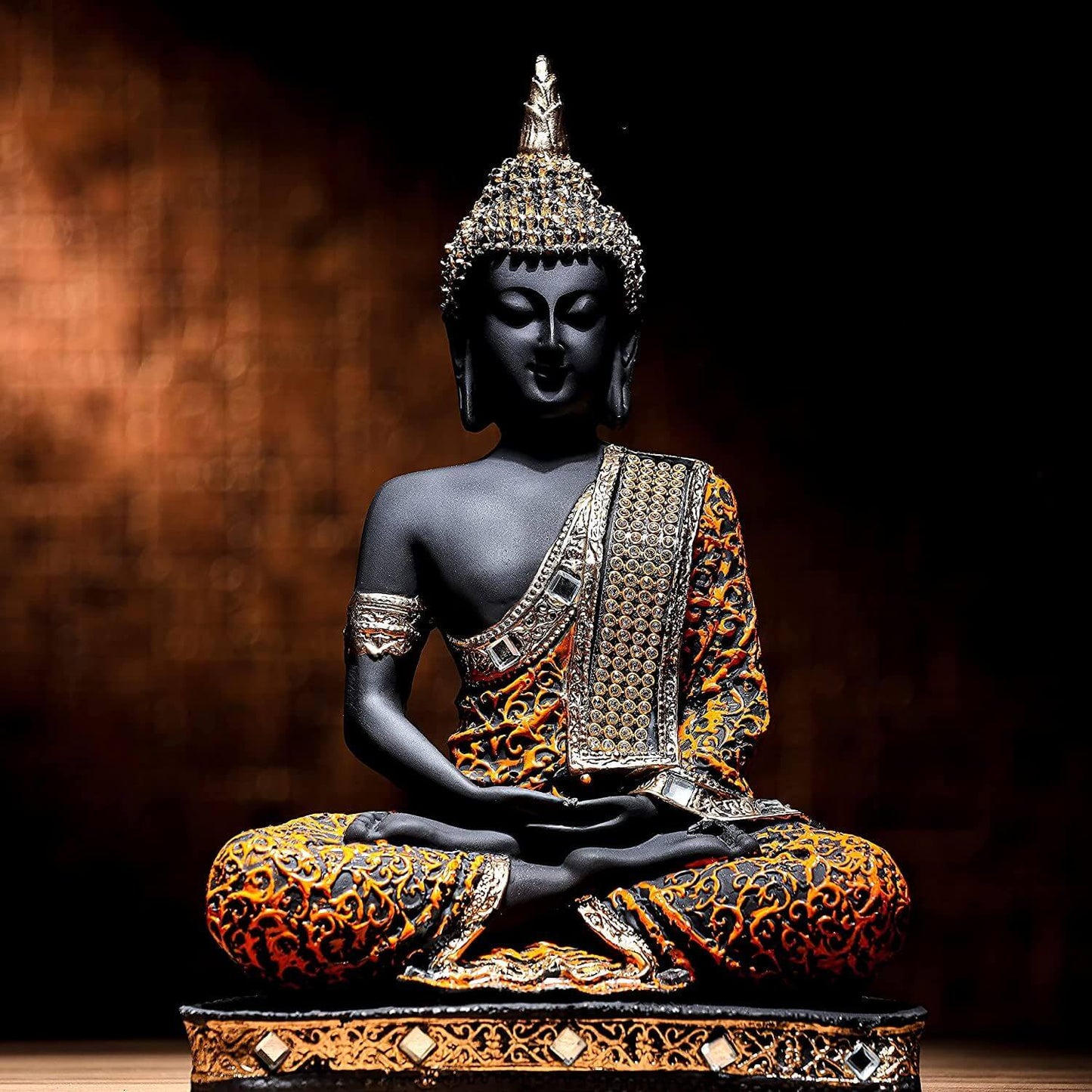 9.5 inch Sitting Buddha Idol (300g) - Polyresin Statue Showpiece for Home Decor Decoration Gift Item