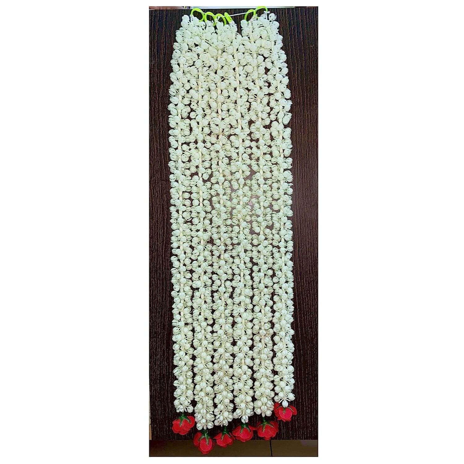 Artificial Jasmine Buds (Mogra) & Rose Strings garlands for Festivals Pooja Wedding Housewarming Diwali Decorations (Approx. 2.5 ft/30 Inches | 6 Strings)