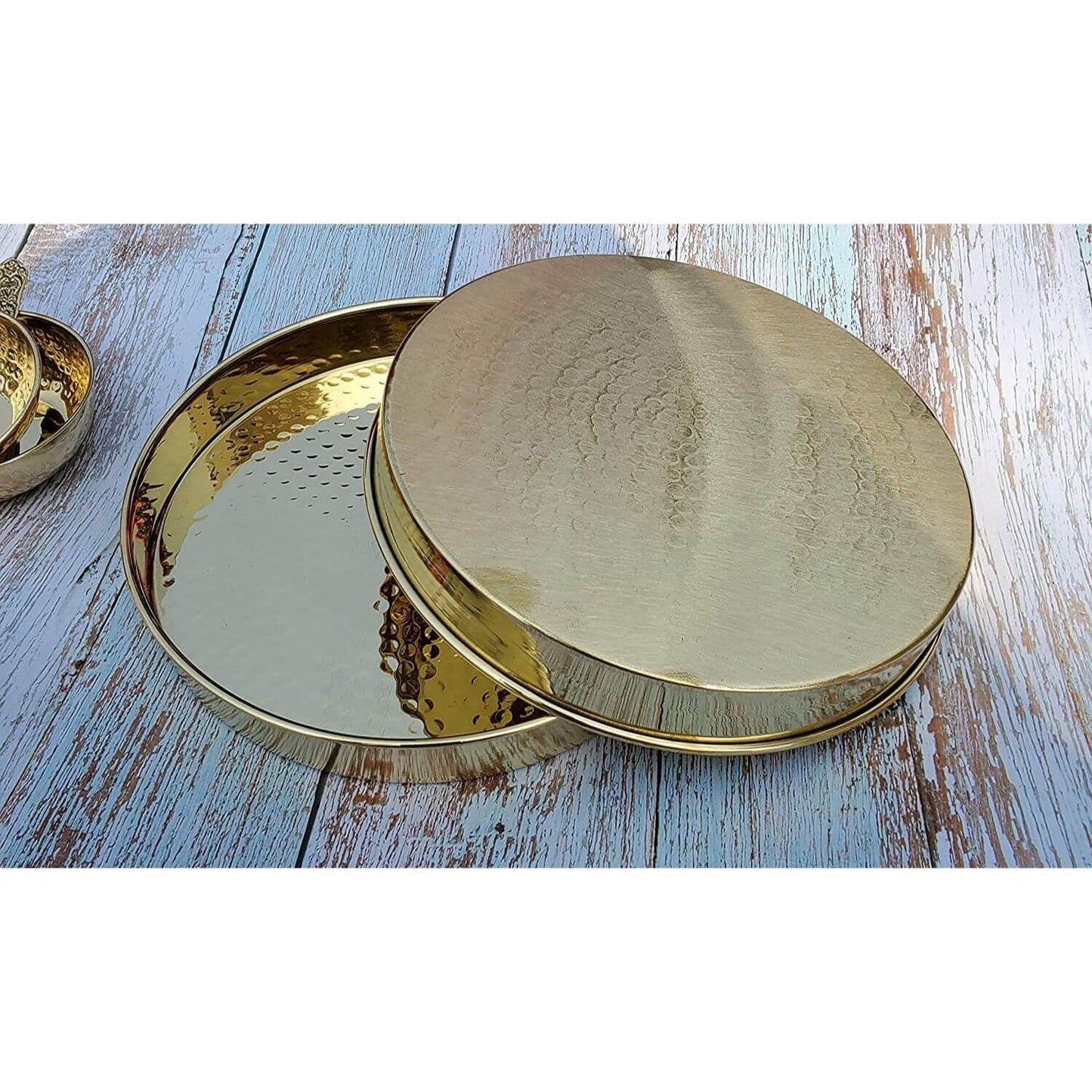 Brass Hammered Design Thamboolam Thattu, Parat, Bartan Platter, Pallem ( Size: 10 Inch)