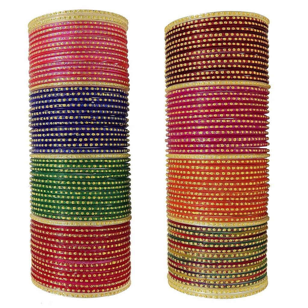 Glass and Polka Dots Glossy Finished Bangle Set For Women and Girls (Size 2.4), Pack Of 108 Bangles