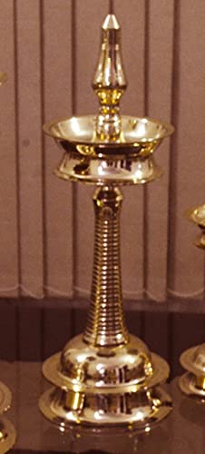 10 Inch (1.2kg) - Set of 1 - Traditional Brass Kerala Nilavilakku Diya Deepak Oil Lamp Mangal Fashions | Indian Home Decor and Craft