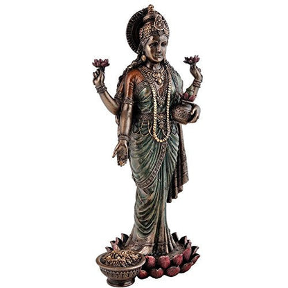 10 Inch Standing Devi Lakshmi Idol Bronze Statue (1kg) - For Temple Puja Home Decor Murti Mangal Fashions | Indian Home Decor and Craft