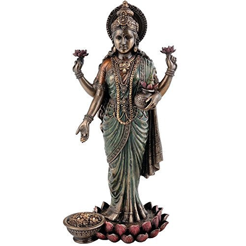 10 Inch Standing Devi Lakshmi Idol Bronze Statue (1kg) - For Temple Puja Home Decor Murti Mangal Fashions | Indian Home Decor and Craft