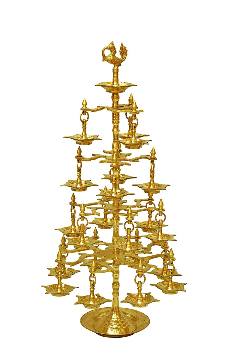 108 Faces ASHTOTHRAM Traditional Diya Nachiarkovil Handcrafted Brass Kuthuvilakku (Size H 50 cm, W 28 cm, Weight 2.2 kg) Mangal Fashions | Indian Home Decor and Craft