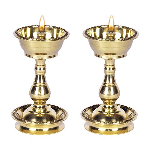 11.5cm x 6.5cm Pure Brass Heavy Udupi Nanda Diya (Set of 2) Mangal Fashions | Indian Home Decor and Craft