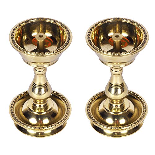 11.5cm x 6.5cm Pure Brass Heavy Udupi Nanda Diya (Set of 2) Mangal Fashions | Indian Home Decor and Craft