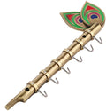 11 Inch | 6 Hooks - Brass Antique Flute Key Chain Holder (Rust Proof) for Home Decor Mangal Fashions | Indian Home Decor and Craft